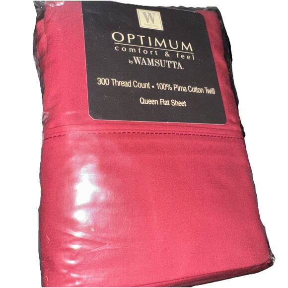 Wamsutta Optimum Comfort & Feel Pima Cotton Twill Queen Flat Sheet New Scarlet